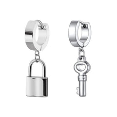 Silver Lock & Key Earrings