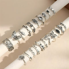 Women's Silver Ring Set (21 Pieces)