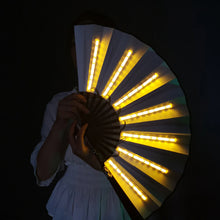 Load image into Gallery viewer, Large Yellow LED Hand Fan