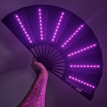 Load image into Gallery viewer, Large Pink LED Hand Fan (Black)