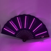 Load image into Gallery viewer, Large Pink LED Hand Fan (Black)