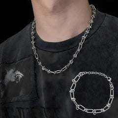 Bike Chain Necklace & Bracelet Set