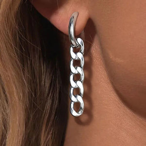 Silver Cuban Chain Earrings