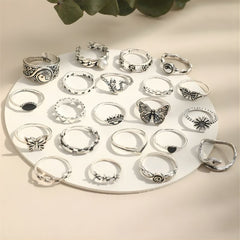 Women's Silver Ring Set (21 Pieces)