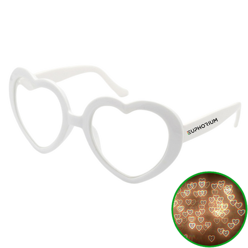 White Heart Frame Heart Diffractions Glasses