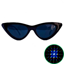 Load image into Gallery viewer, Black Cat Eye Diffraction Glasses