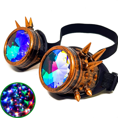 Brushed Copper Steampunk Kaleidoscope Goggles V2