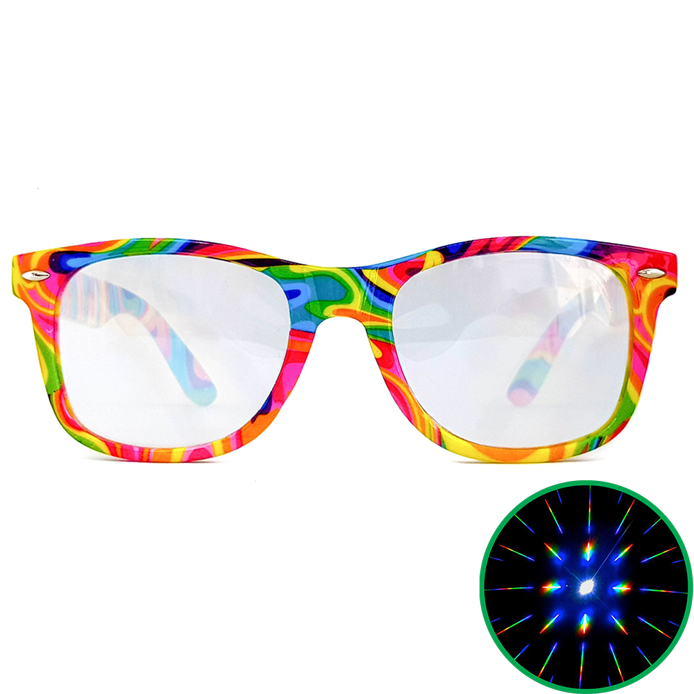 Kandi Swirl Wayfarer Diffraction Glasses