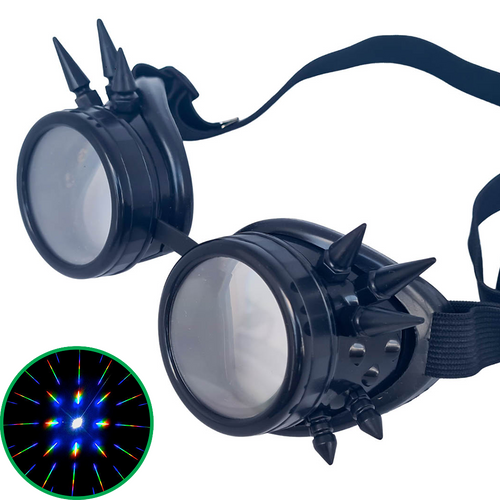 Black Steampunk Diffraction Goggles
