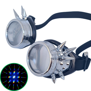 Chrome Steampunk Diffraction Goggles