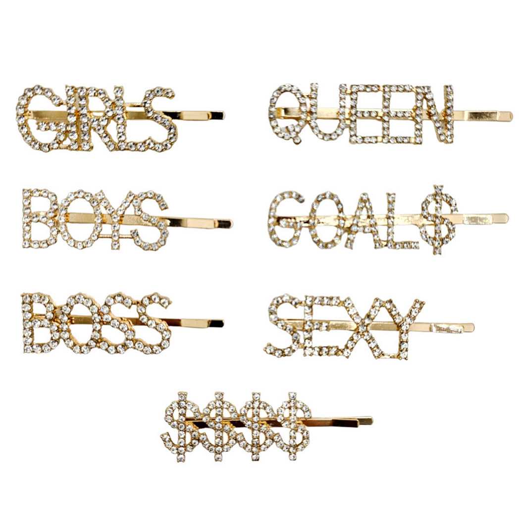 Gold Worded Hair Clips