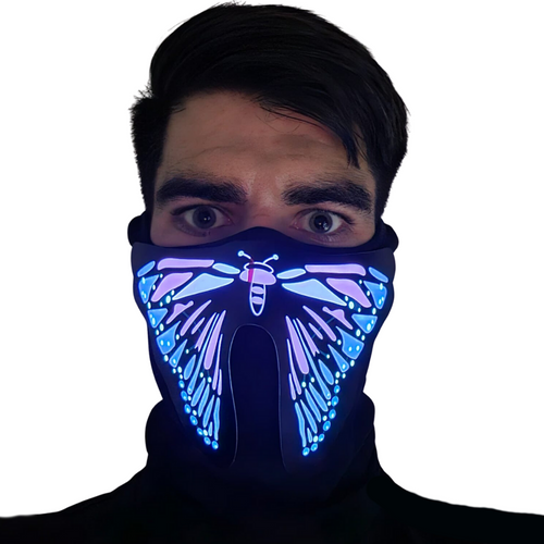 Magenta Butterfly LED Sound Reactive Mask